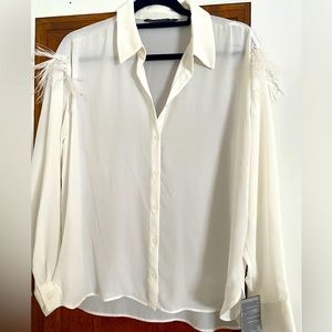 NWT Zara Feather White Blouse